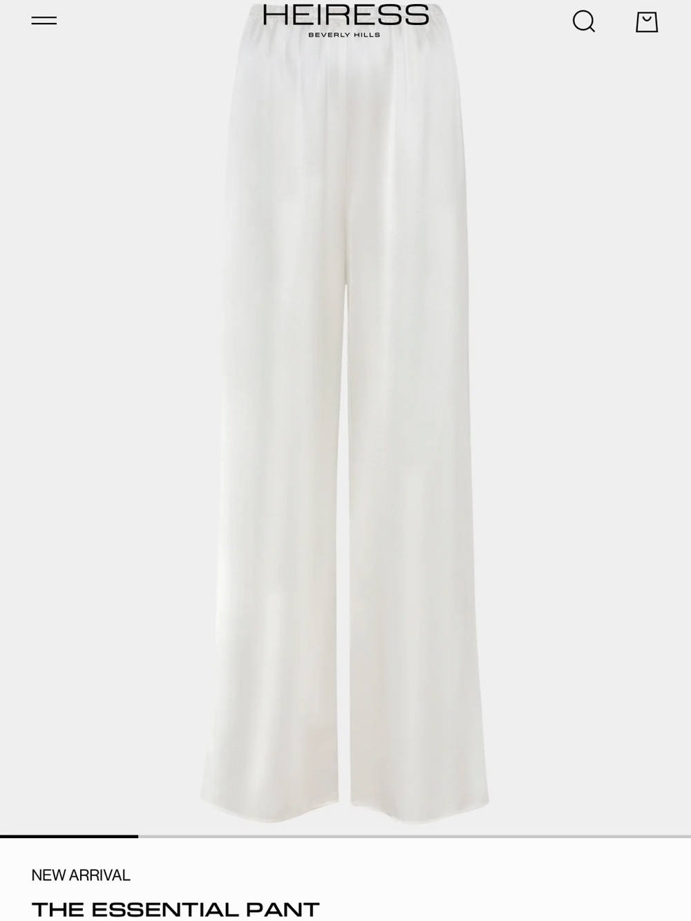 The Essential Pant - White Satin Relaxed Fit